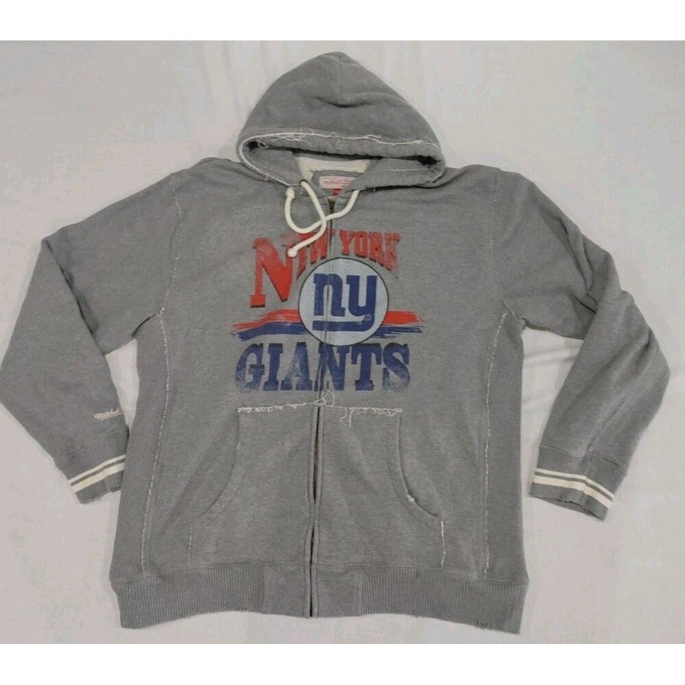 New York Giants Mitchell & Ness Hoodie Distressed Full Zip Heavyweight Mens 3XL